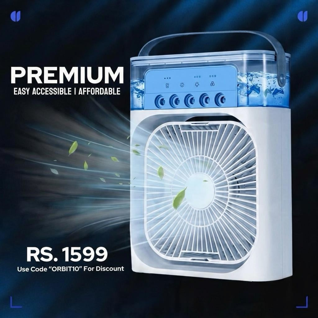 Orbit Retails Premium Portable Air Cooler & Humidifier Fan⁠ | 600ml Capacity  + Custom Perfume  🌬️